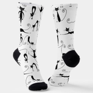 Chaussette Whimsical Skinny Motif de chat noir