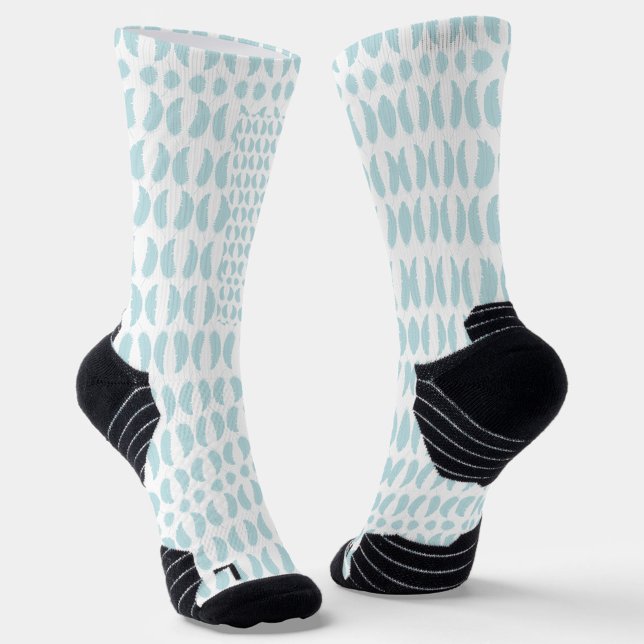 Chaussette White knee-high socks with blue oval patterns (Créateur téléchargé)