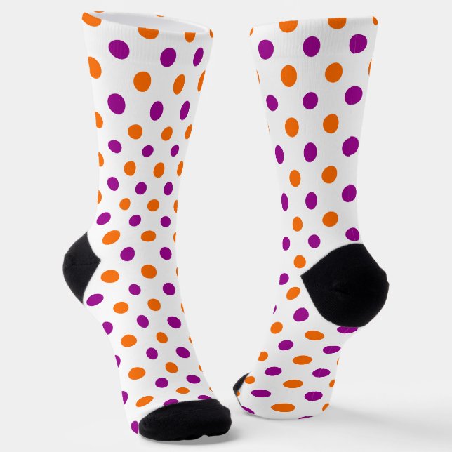 Chaussette White Purple Orange Polka Dots Pattern (Angulaire)