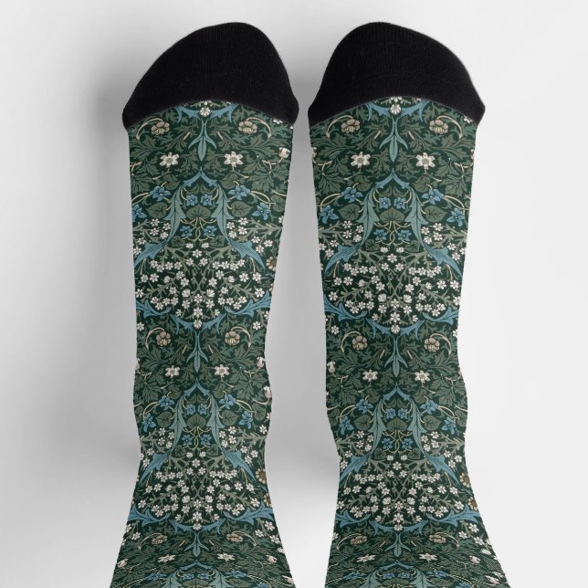 Chaussette William Morris Bleu Blanc & Vert Floral (Haut)
