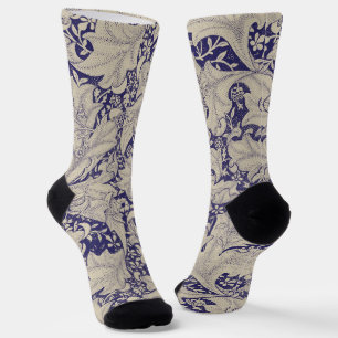 Chaussette William Morris Motif Giroflée Bleu Antique