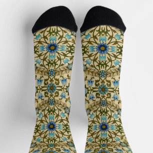 Chaussette William Morris Vintage Blue Motif Sans Couture