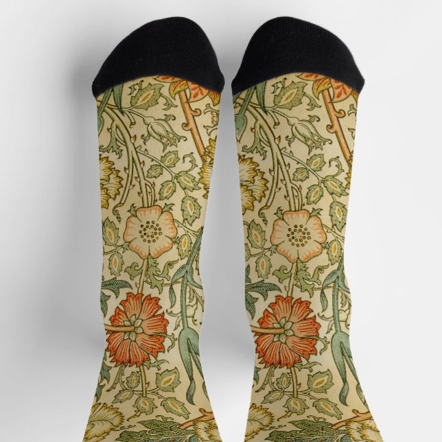 Chaussette William Morris - Vintage rose et Rose (Haut)