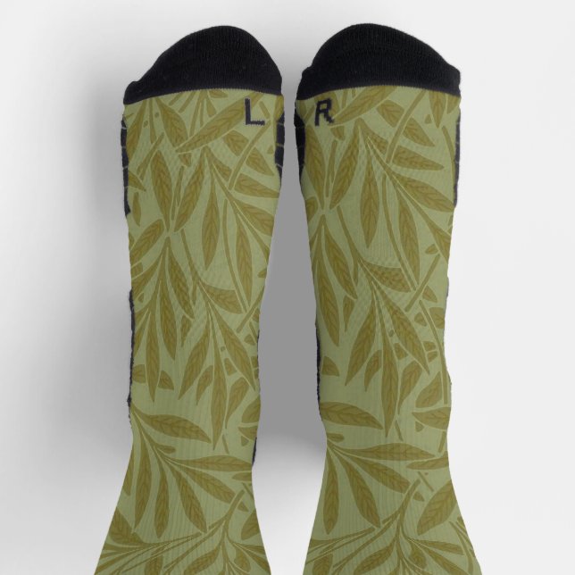 Chaussette William Morris Willow Antique Green Leaf Vine Art (Haut)