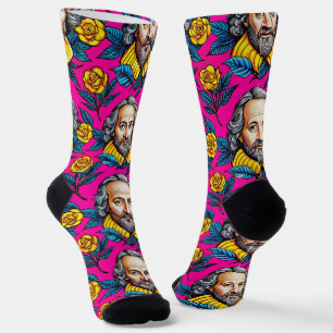Chaussette William Shakespeare portrait illustration Or