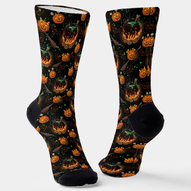 Chaussette Witch Cauldron et Jack-o-lanterns (Angulaire)