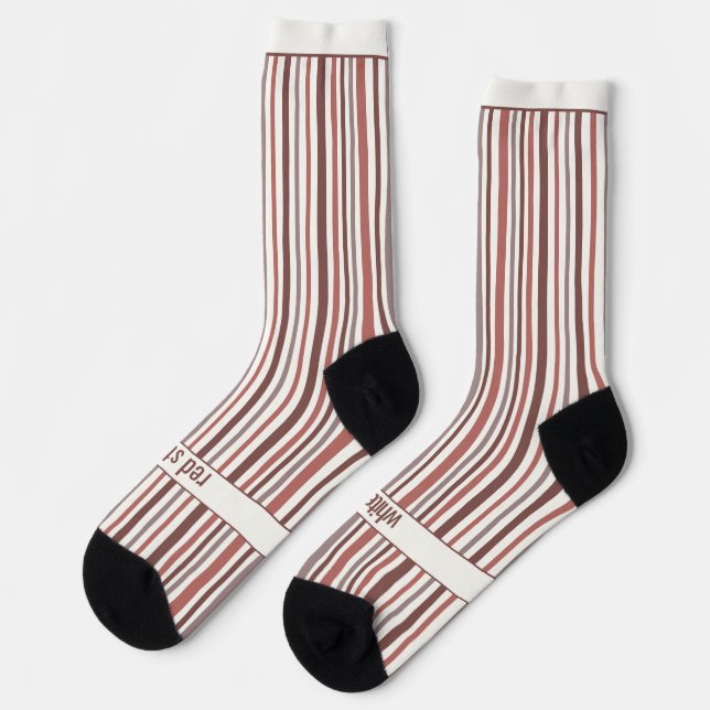 Chaussette Wobbly Stripes, Red and White (Gauche)