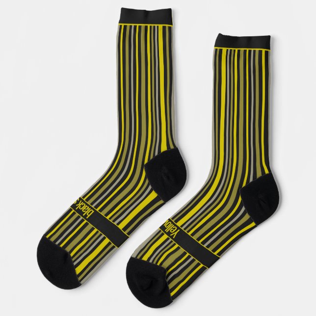 Chaussette Wobbly Stripes, Yellow and Black (Gauche)