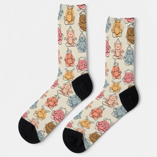 Chaussette Yoga pose motif | Yoga sans couture motif 42 Thro (Gauche)