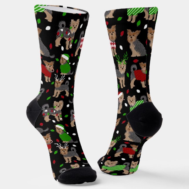 Chaussette Yorkie Christmas Yorkshire Terrier Dog (Angulaire)