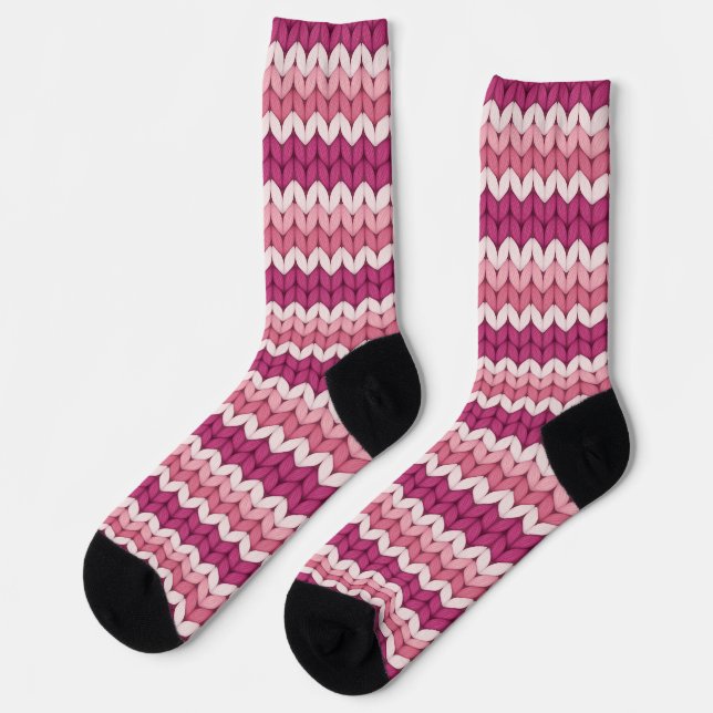 Chaussette Zag rose beige (Gauche)