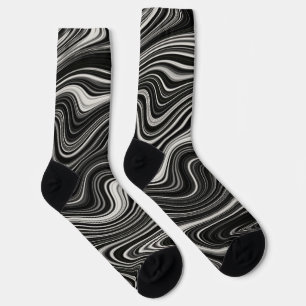 Chaussette Zèbre noir et blanc Wavy Abstraction