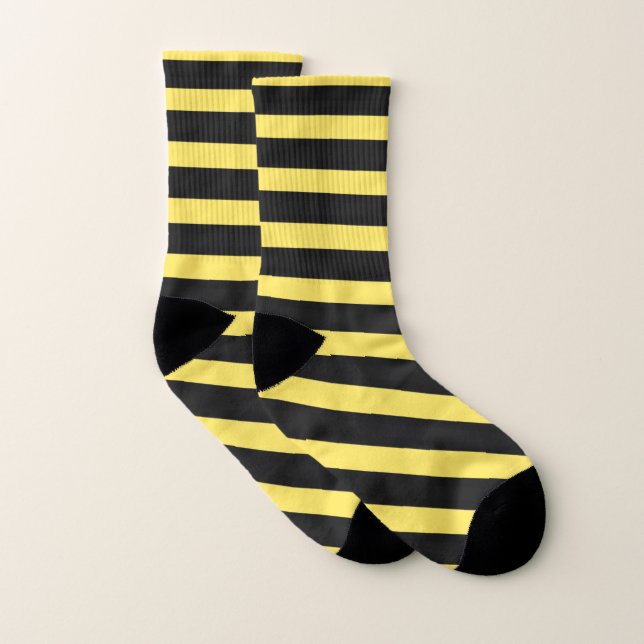Chaussettes à rayes de couleur jaune et noir de ba (Paire)