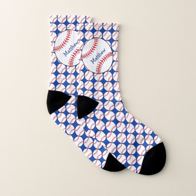 Chaussettes bleues blanches rouges de base-ball (Paire)