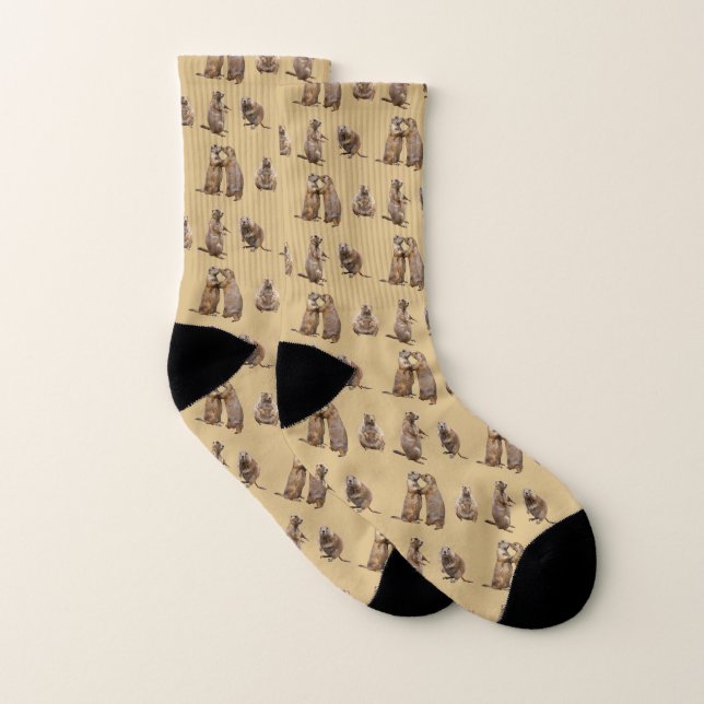 Chaussettes de frénésie de chien de prairie (or) (Paire)