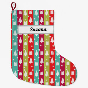 Chaussettes de Noël rayées personnalisées au nom