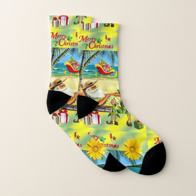 Chaussettes de Noël, Summer Beach Père Noël (Paire)