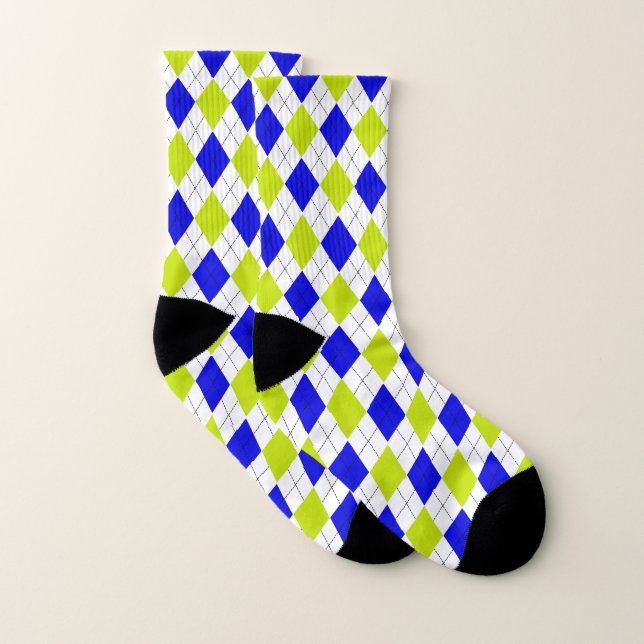 Chaussettes Motif Jacquard bleu et vert (Paire)