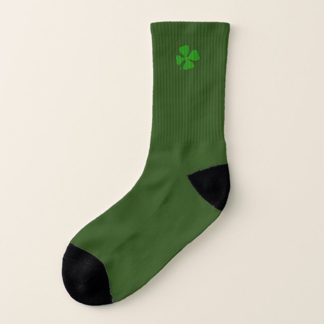 Chaussettes vert-foncé de shamrock chanceux (Gauche - extérieur)