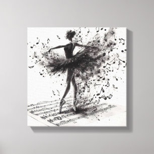 Chaussons de ballet noir et blanc sur toile tendue