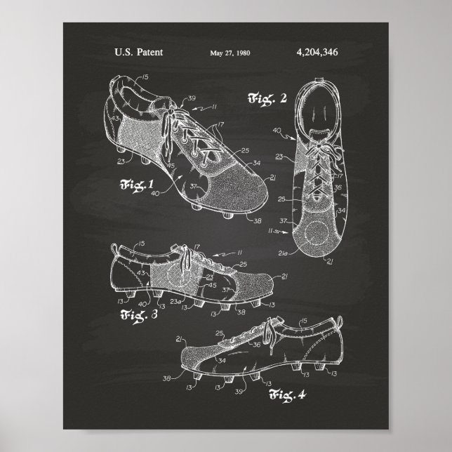 Chaussure de soccer 1980 Art breveté - Tableau noi (Devant)