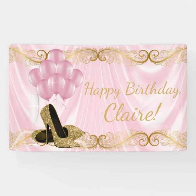 Chaussure haute talon rose Bannière Anniversaire (Horizontal)