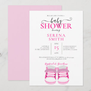 Chaussures Bébé Rose Cute BABY SHOWER Invitation