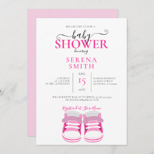 Chaussures Bébé Rose Cute BABY SHOWER Invitation