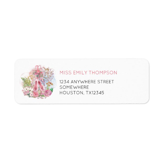 Chaussures de ballet Florals Pink Gold Nom Adresse (Devant)