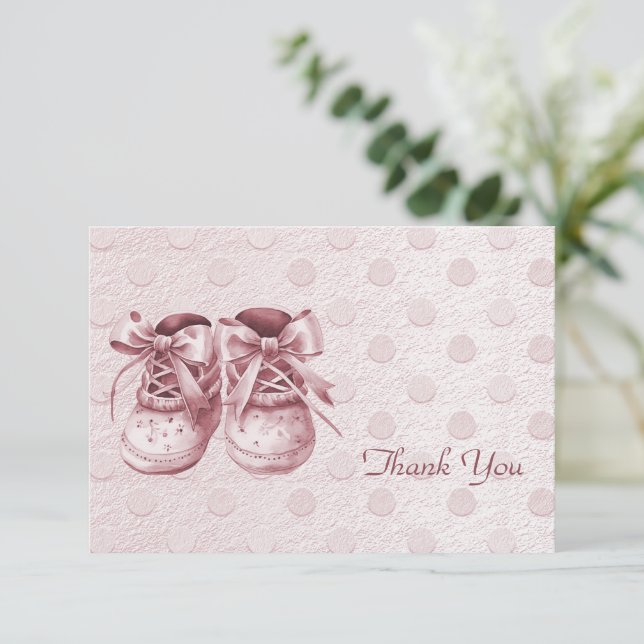 Chaussures de bébé rose Carte de remerciements (Debout devant)