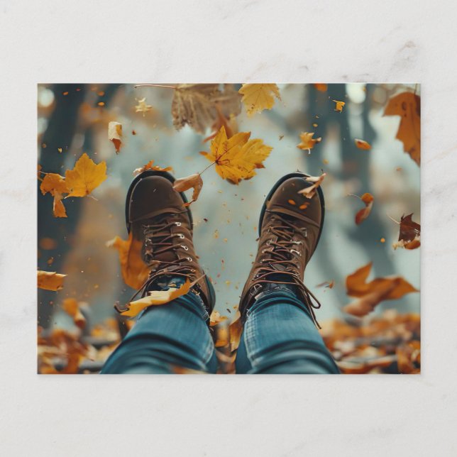 chaussures de carte de voeux et feuilles de chute (Devant)