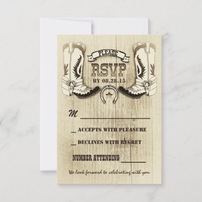 chaussures de cowboy mariage occidental cartes RSV (Devant)