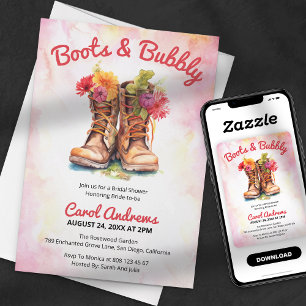 Chaussures et pétillant Invitation Florale Aquarel