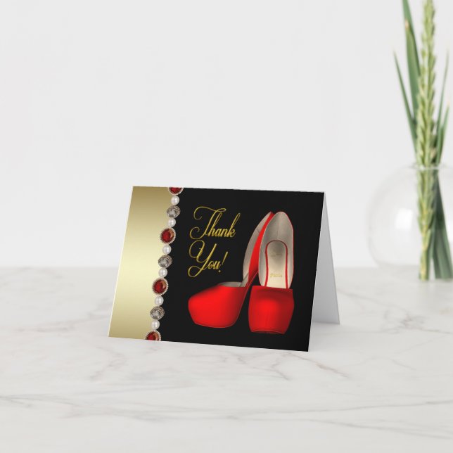 Chaussures haute talon perles Black Red Gold Merci (Devant)