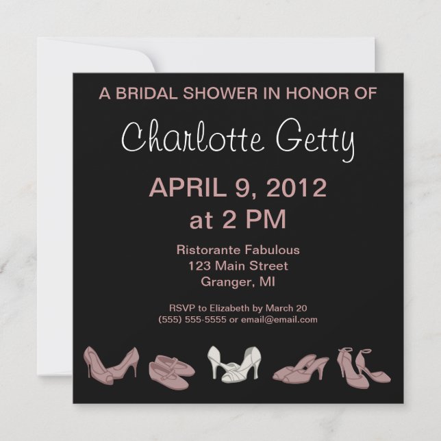 Chaussures nuptiales Invitations de douches nuptia (Devant)