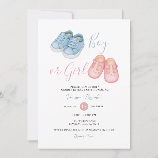 Chaussures pour bébé GENRE REVEAL Party Invitation (Devant)
