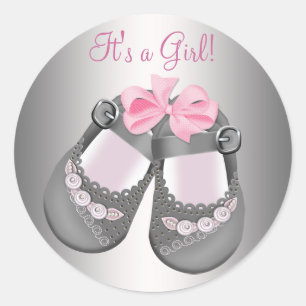 Chaussures pour bébé gris rose Stickers Baby showe