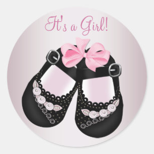 Chaussures pour bébé noir Stickers Baby shower ros