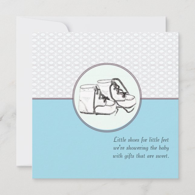 Chaussures pour bébés Baby shower rétro Invitation (Devant)