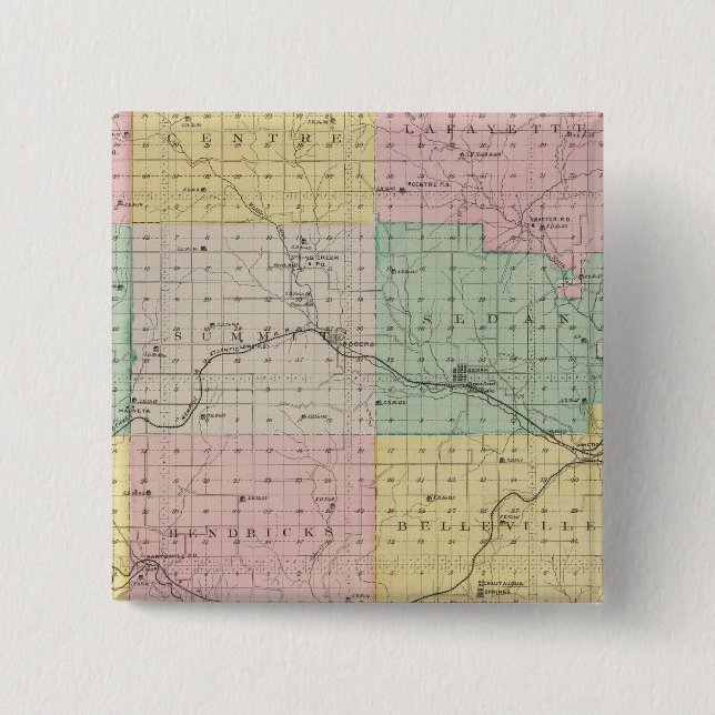 Chautauqua County, Kansas 2 Inch Square Button (Front)