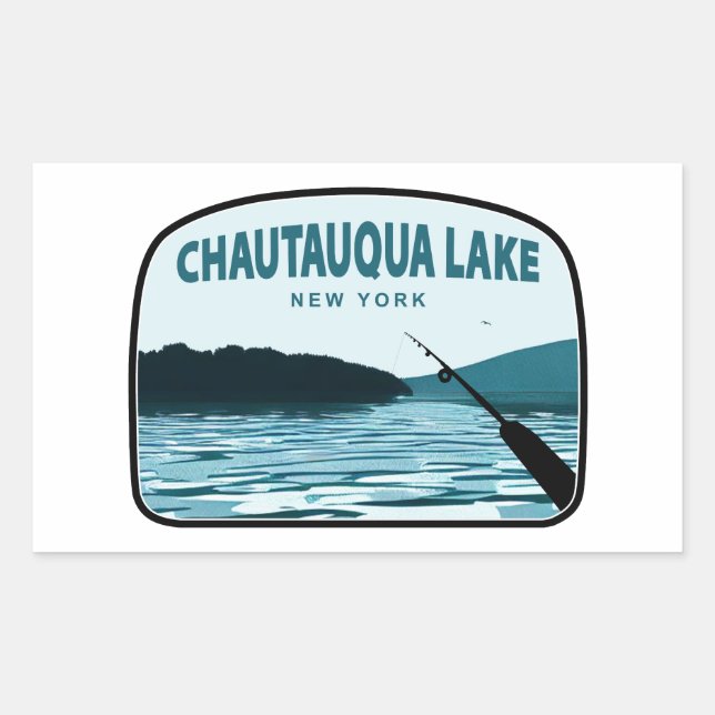 Chautauqua Lake New York Fishing Rod Sticker (Front)