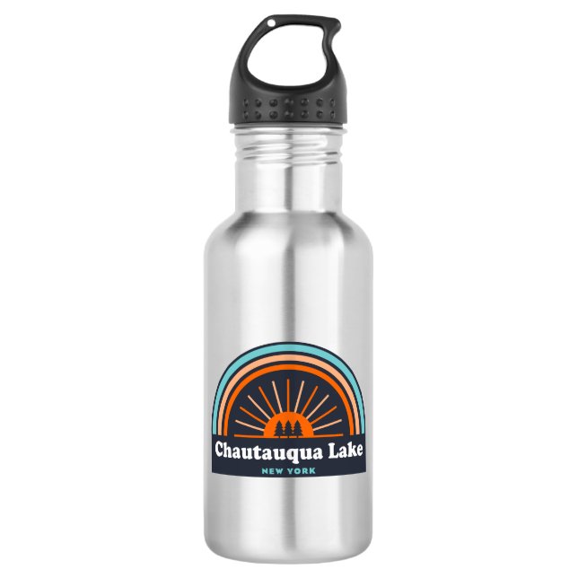 Chautauqua Lake New York Rainbow 532 Ml Water Bottle (Front)