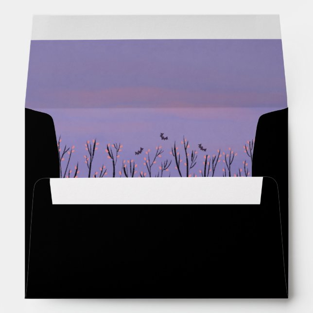 Chauve-souris et arbres Éffrayants Enveloppe décor (Dos (Bas))