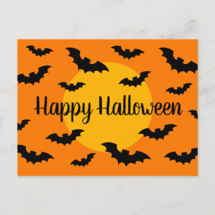 Chauve-souris orange et noire Joyeuses cartes post