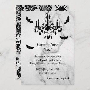 Chauves-souris sur le marbre Halloween Invitation