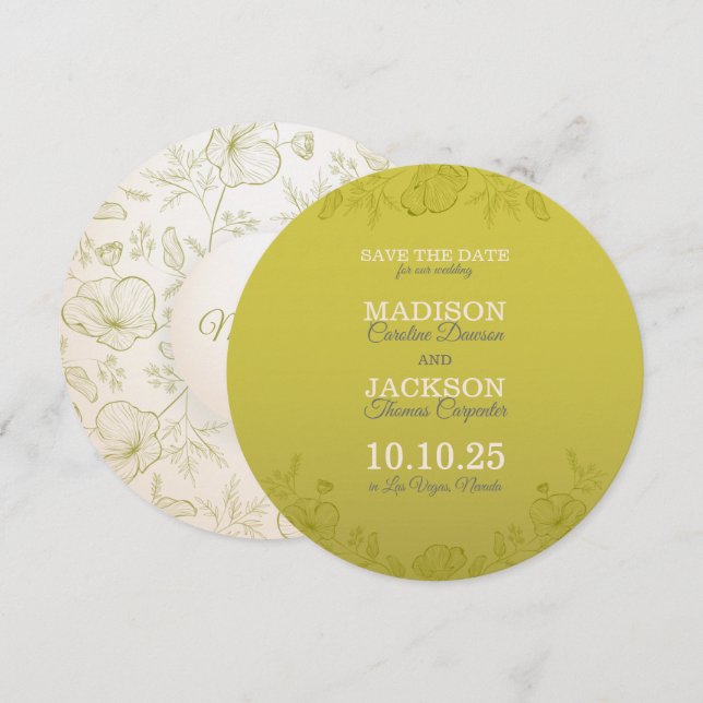 Chaux Romantique & Tan Enregistrer La Carte Date (Devant / Derrière)