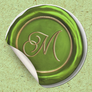 Chaux Vert or Monogramme cire moderne Stickers de