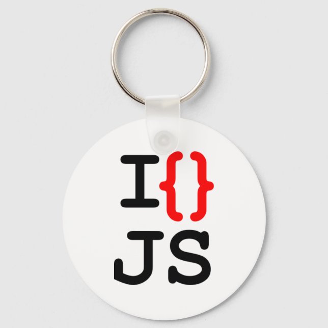 "Chaveiro I {} JS - I love Javascript" Keychain (Front)