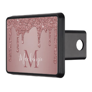 Chci Rose Gold Sparkle Dripping Glitter Monogram Trailer Hitch Cover