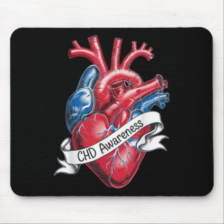 Chd Awareness Anatomical Heart Ribbon Design  Mouse Pad